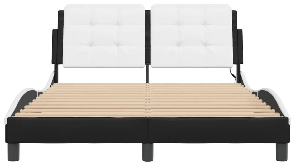 vidaXL Πλαίσιο Κρεβατιού με LED Χωρίς Στρώμα Zadar Μαύρο/Λευκό 140x190εκ.