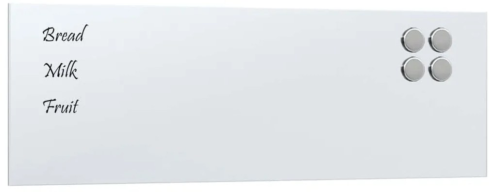vidaXL Πίνακας Επιτοίχιος Μαγνητικός Λευκός 60x20 εκ. από Ψημένο Γυαλί
