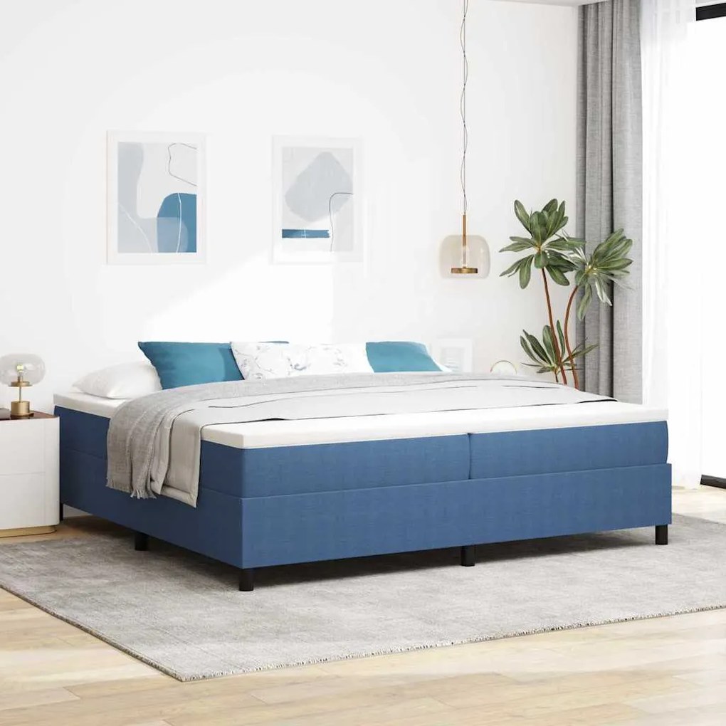 vidaXL Κρεβάτι Box Spring Μπλε 200x200 εκ Από Βελούδινο Ύφασμα