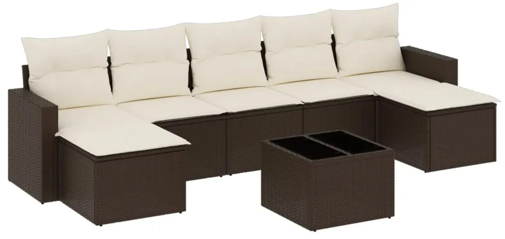 vidaXL Σαλόνι Κήπου Σετ 8 Τεμαχίων Καφέ Συνθετικό Ρατάν με Μαξιλάρια