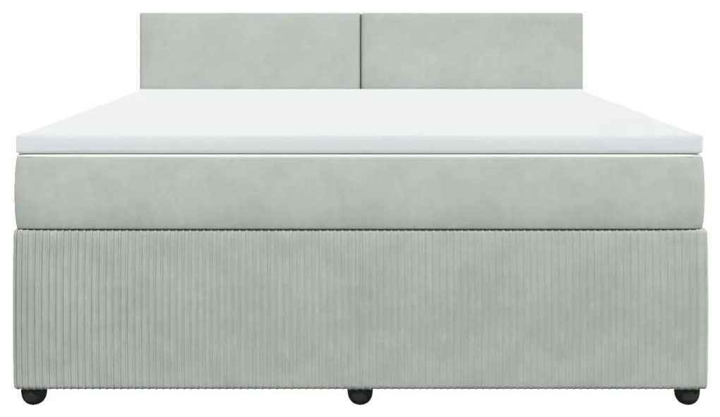 Κρεβάτι Boxspring με Στρώμα Ανοιχτό Γκρι 180x200 εκ. Βελούδινο - Γκρι