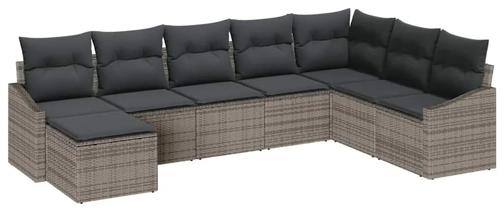 vidaXL Σέτ φαγητού για κήπο 8 pcs Γκρι Πολυ rattan, βαμμένο ατσάλι