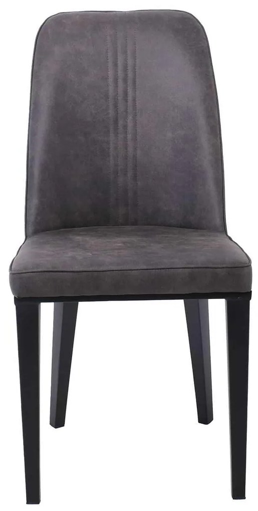 Καρέκλα CASTER Μεταλλική Βαφή Μαύρη/PU Ανθρακί 45x60x89cm (Σετ 6 ΤΕΜ)