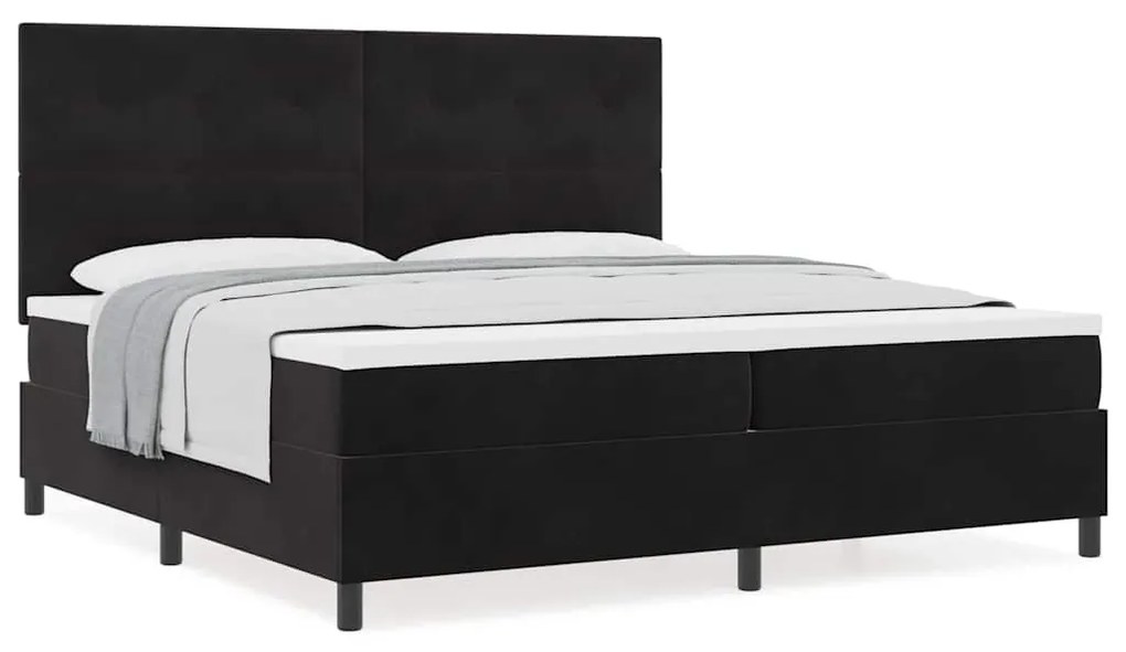 vidaXL Κρεβάτι με ελατήρια με στρώμα Μαύρο 200 x 200 cm Βελούδο