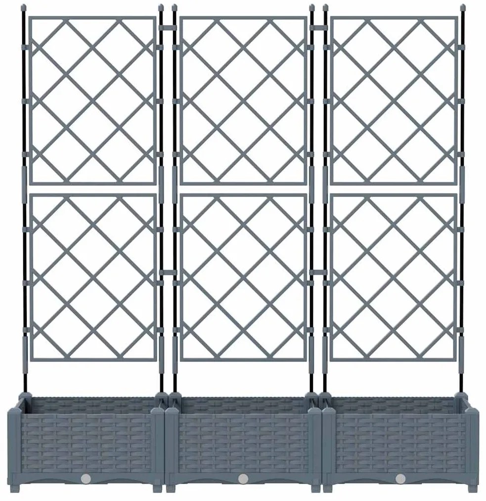 vidaXL Κηποτινάκι με Τρέλα 3 pcs Ανοιχτό γκρι 120 x 40 x 125.5 εκ. PP