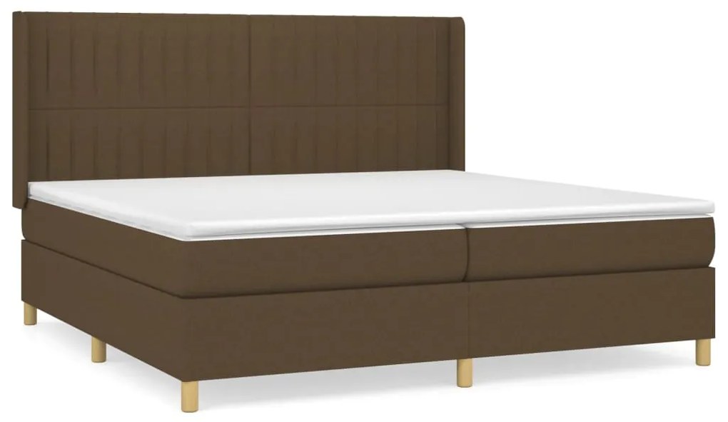 vidaXL Κρεβάτι Boxspring με Στρώμα Σκούρο Καφέ 200x200 εκ. Υφασμάτινο