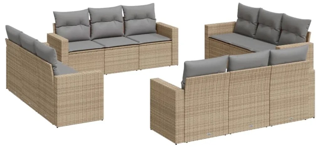 vidaXL Σαλόνι Κήπου Σετ 12 τεμ. Μπεζ Συνθετικό Ρατάν με Μαξιλάρια