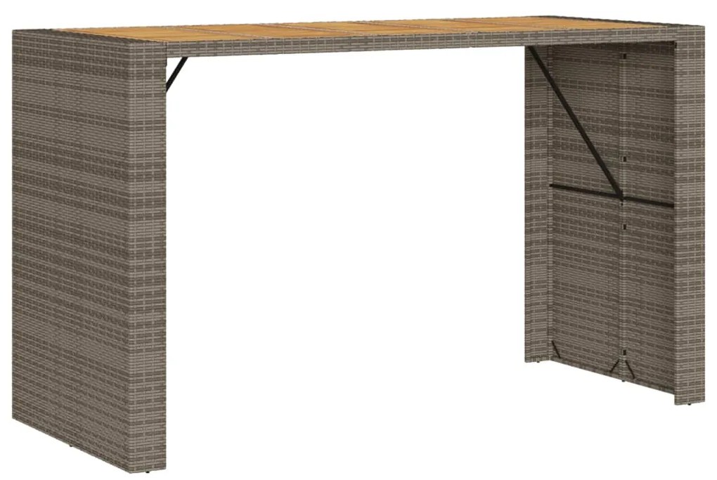 Τραπέζι Μπαρ Κήπου Επιφ. Ακακίας Γκρι 185x80x110εκ. Συνθ. Ρατάν 368701