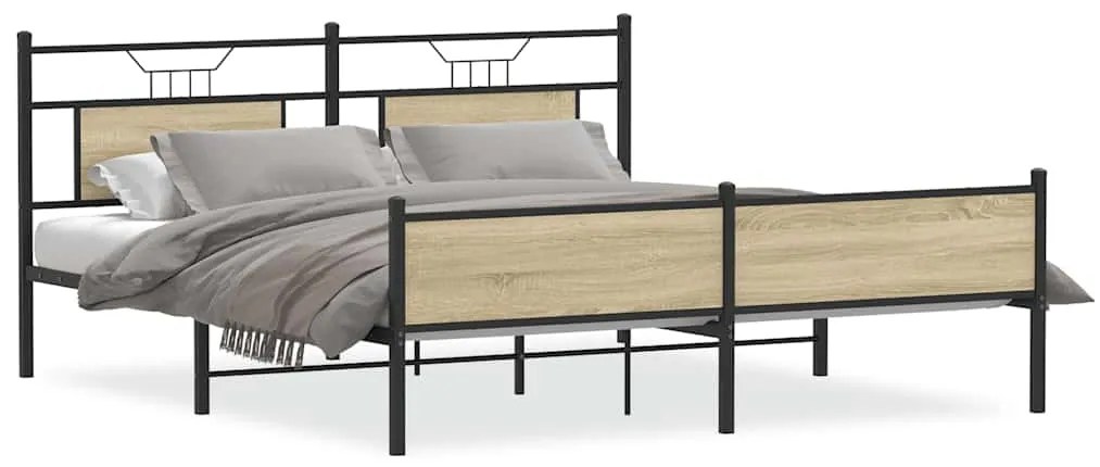 vidaXL Σκελετός Κρεβ. Χωρίς Στρώμα Sonoma Δρυς 180x200 εκ. Μεταλλικό