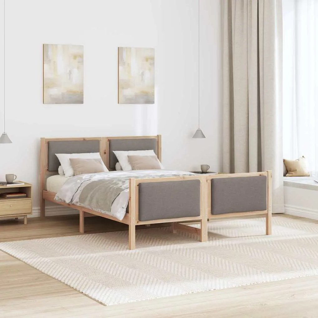 vidaXL Σκελετός Κρεβατιού με κεφαλάρι Taupe 150 x 200 cm ύφασμα