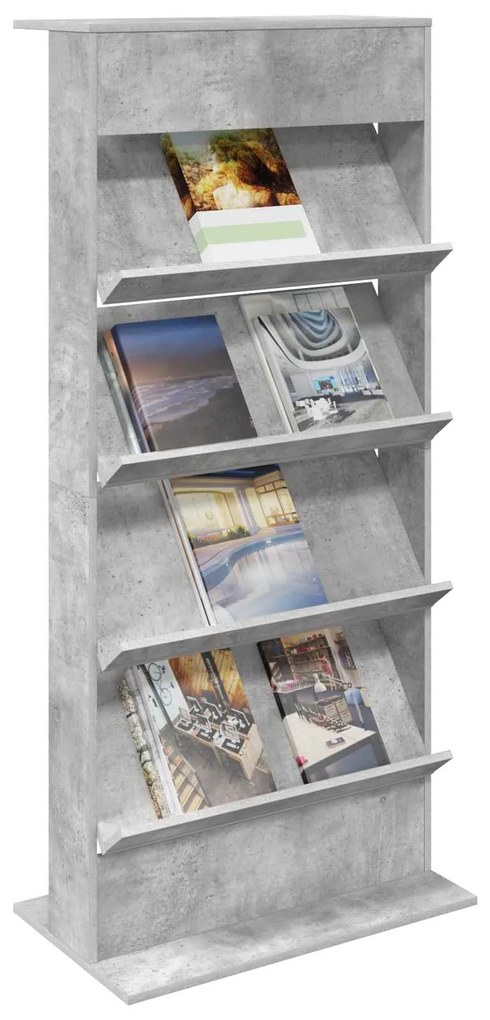 vidaXL Ράφι Περιοδικών με ράφι Σκυρόδεμα Γκρι 70 x 41 x 156 εκ.