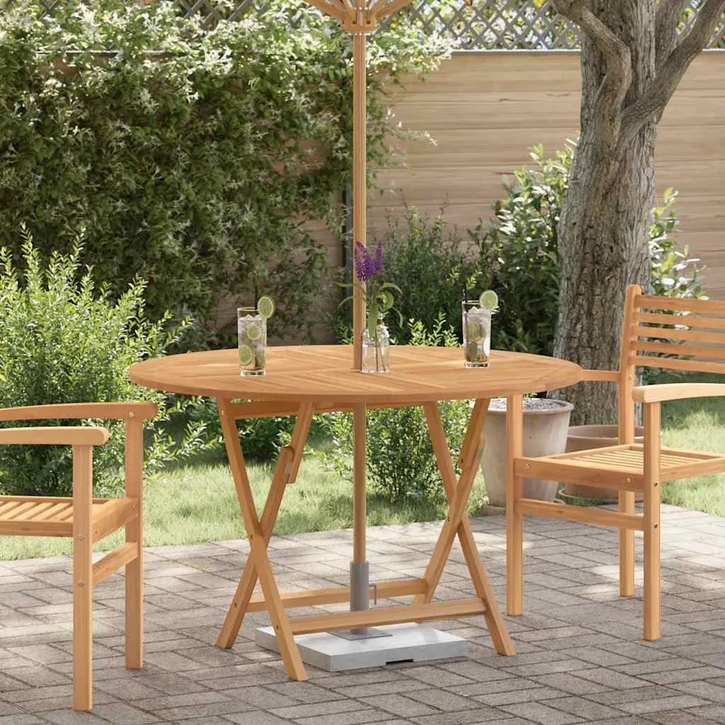vidaXL Τραπέζι Κήπου Πτυσσόμενο Ø 110 x 75 εκ. Μασίφ Ξύλο Teak