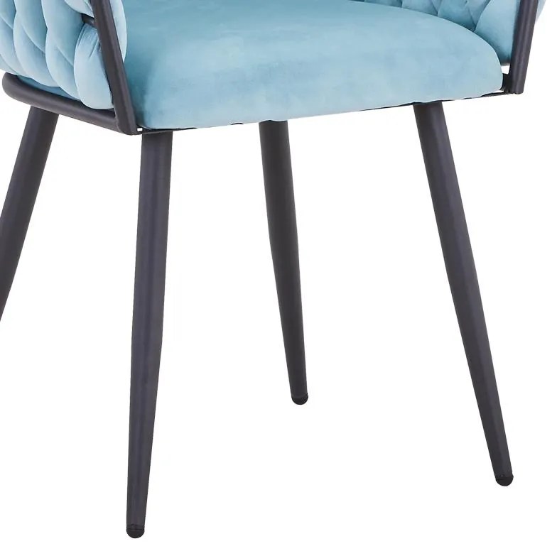 Καρέκλα Vivian σιέλ βελούδο-πόδι μαύρο μέταλλο 61x55x80εκ 2αδα 61x55x80 εκ.