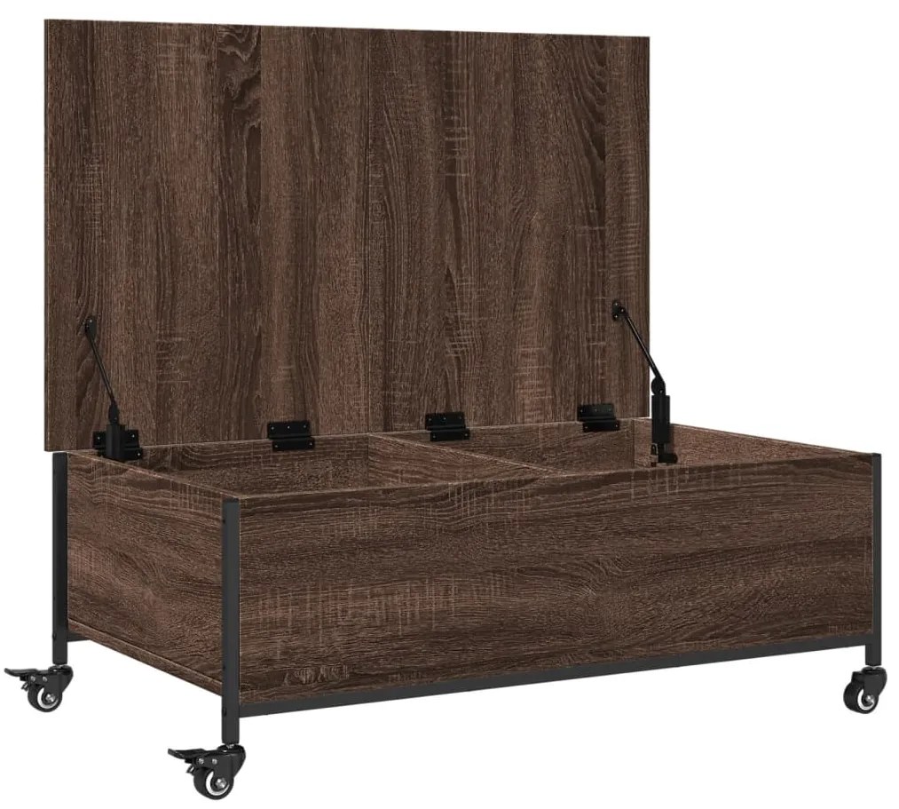 vidaXL Τραπεζάκι Σαλονιού Ροδάκια Καφέ Δρυς 91x55x34 εκ. Επεξ. Ξύλο