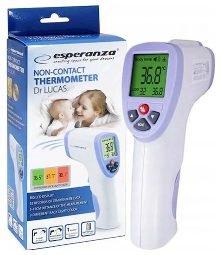 Esperanza Dr. Lucas ECT002 Ψηφιακό Θερμόμετρο με Υπέρυθρες Χωρίς Επαφή Μώβ