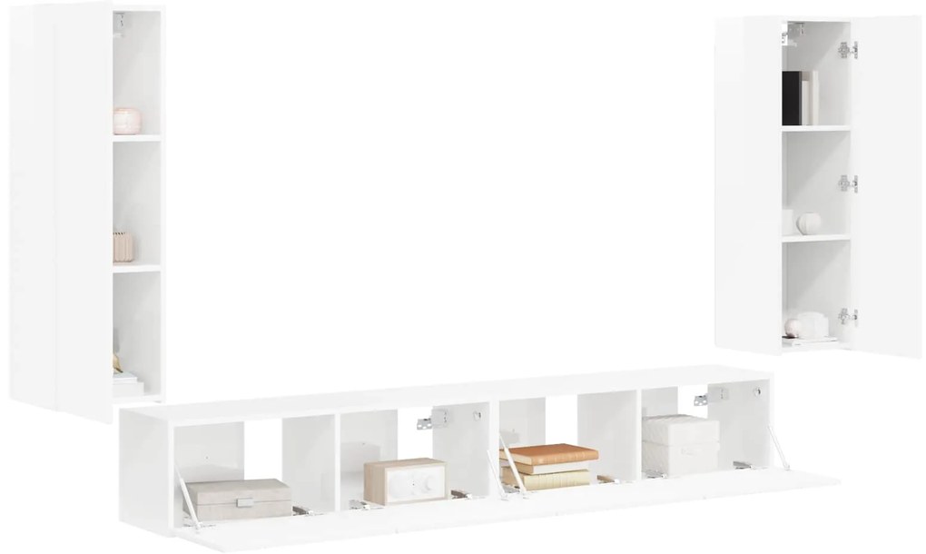 vidaXL Επιτοίχιο 4 pcs Υψηλής γυαλάδας λευκό