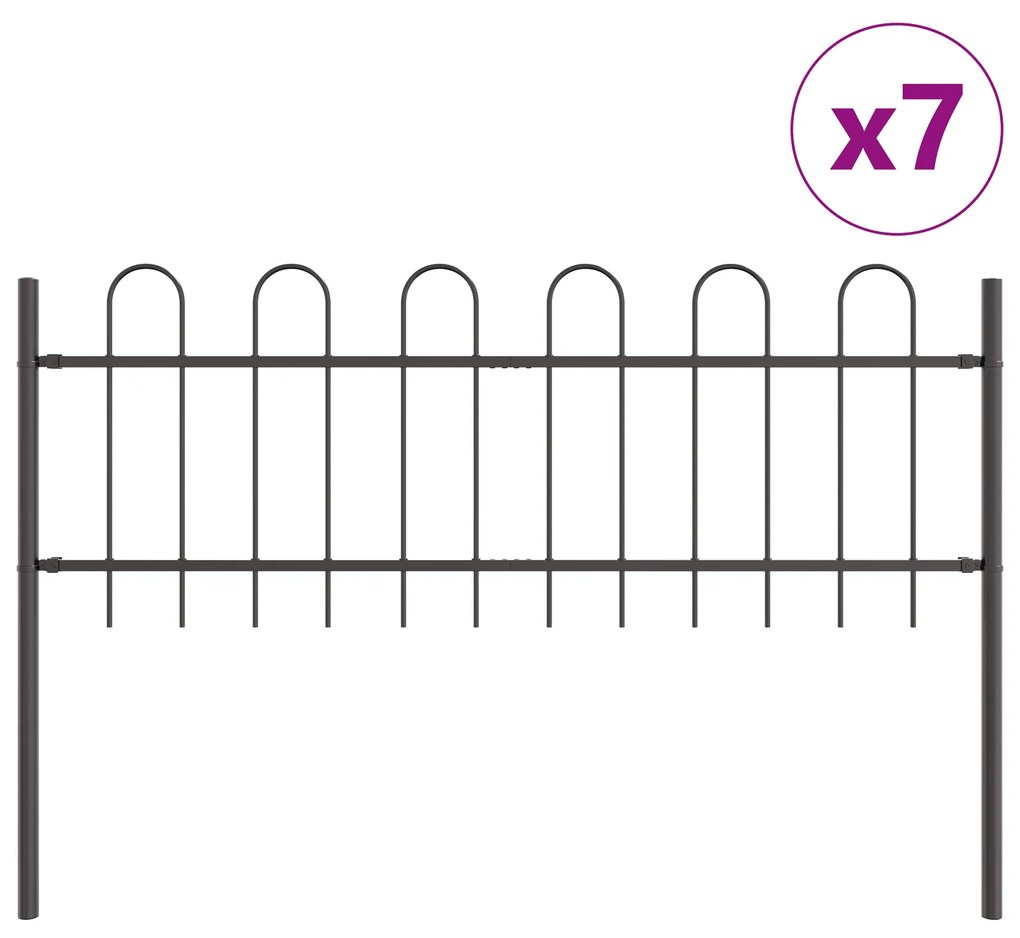 vidaXL Φράκτης Κήπου με Στεφάνι Γκρι 11,9x0,6 μ από Μέταλλο