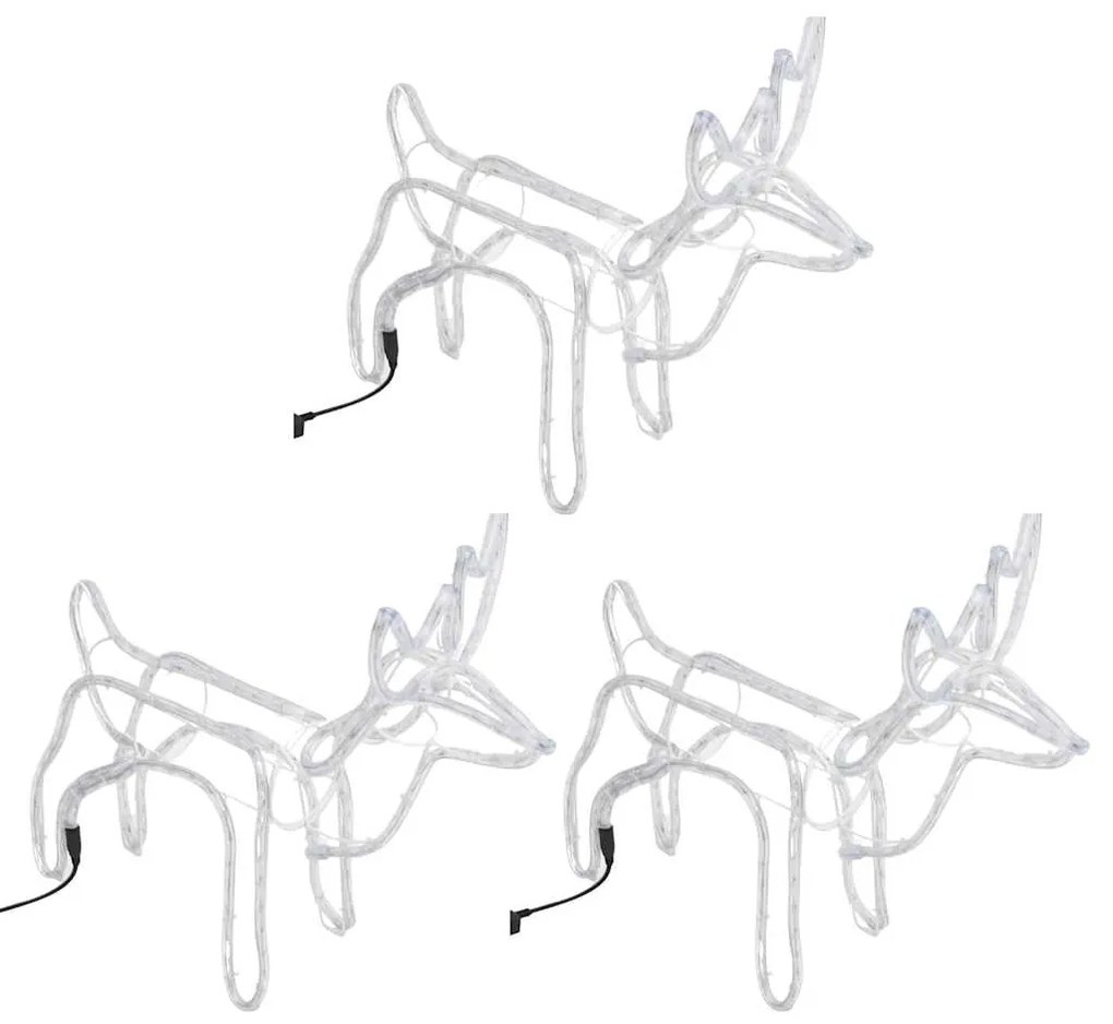 vidaXL Χριστουγ. Φιγούρες Τάρανδοι 3 τεμ. Ψυχρό Λευκό 60 x 30 x 60 εκ.