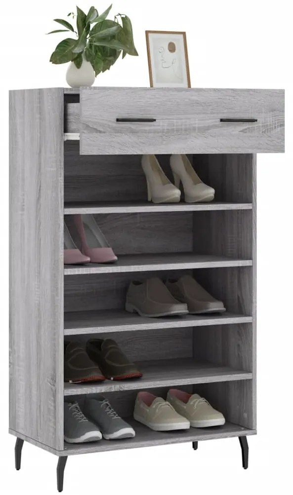 vidaXL Παπουτσοθήκη Γκρι Sonoma 60 x 35 x 105 εκ. από Επεξεργ. Ξύλο
