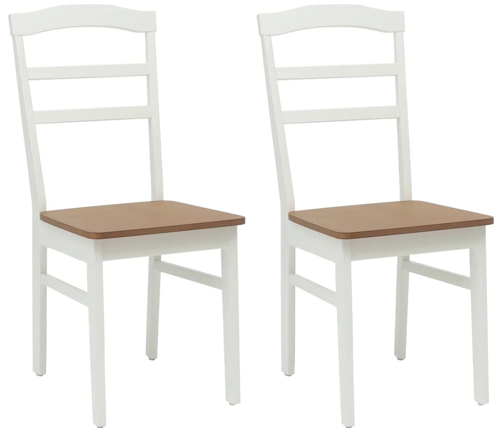 vidaXL Καρέκλα τραπεζαρίας 2 pcs Λευκό και Φυσικό Στερεό Ξύλο Ραβέντι