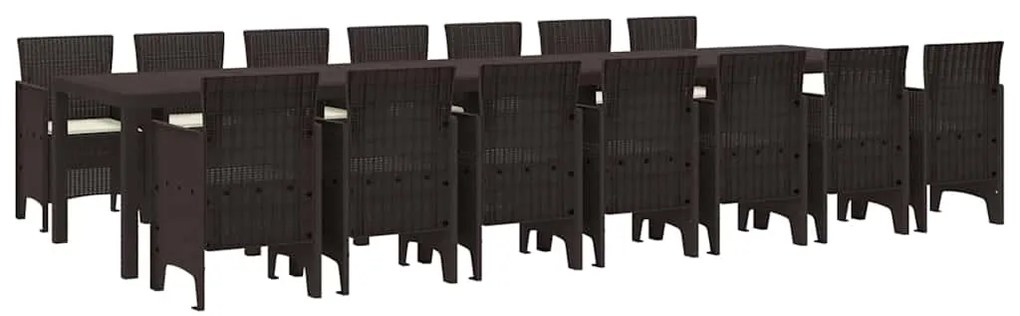 vidaXL Σέτ φαγητού για κήπο 15 pcs Καφέ Rattan Polt