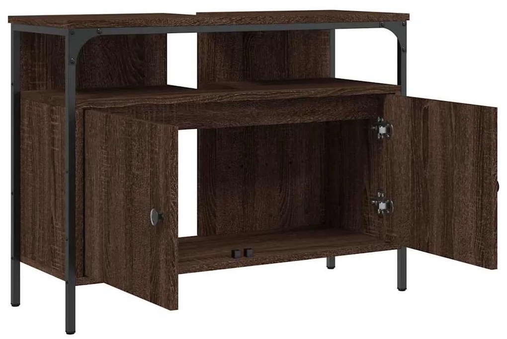 vidaXL Ντουλάπι Νιπτήρα Μπάνιου Καφέ Δρυς 80x30x60 εκ. Επεξ. Ξύλο
