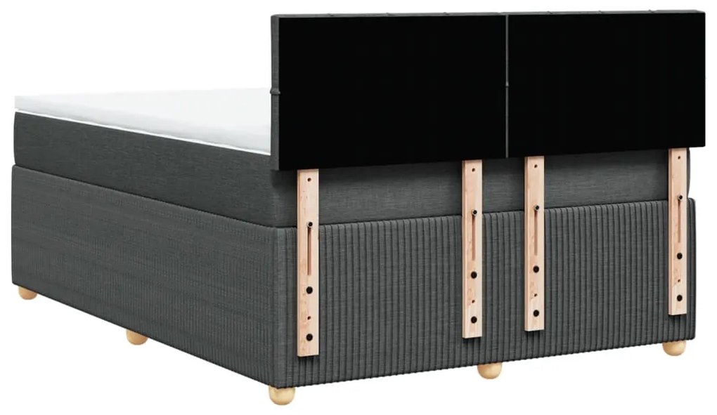 vidaXL Κρεβάτι Boxspring με Στρώμα Σκούρο Γκρι 140x200 εκ Υφασμάτινο