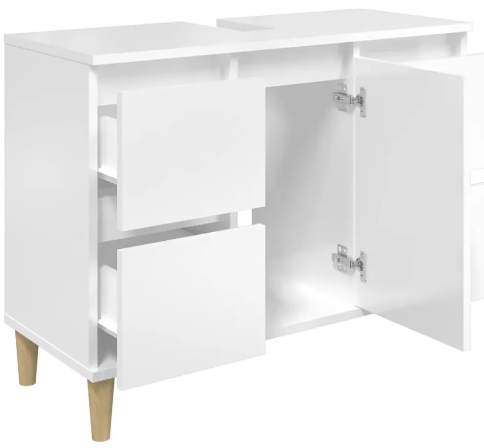 vidaXL Ντουλάπι Νιπτήρα Γυαλ. Λευκό 80x33x60 εκ. Επεξεργασμένο Ξύλο