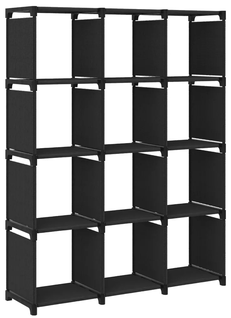 vidaXL Ραφιέρα με 12 Κύβους Μαύρη 103 x 30 x 141 εκ. Υφασμάτινη