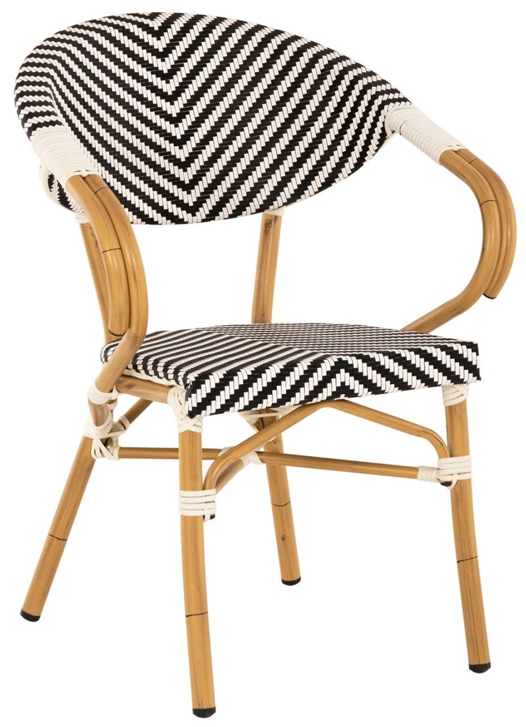 Πολυθρόνα Bamboo Look Μαύρο-Λευκό 57x55x82 Εκ.