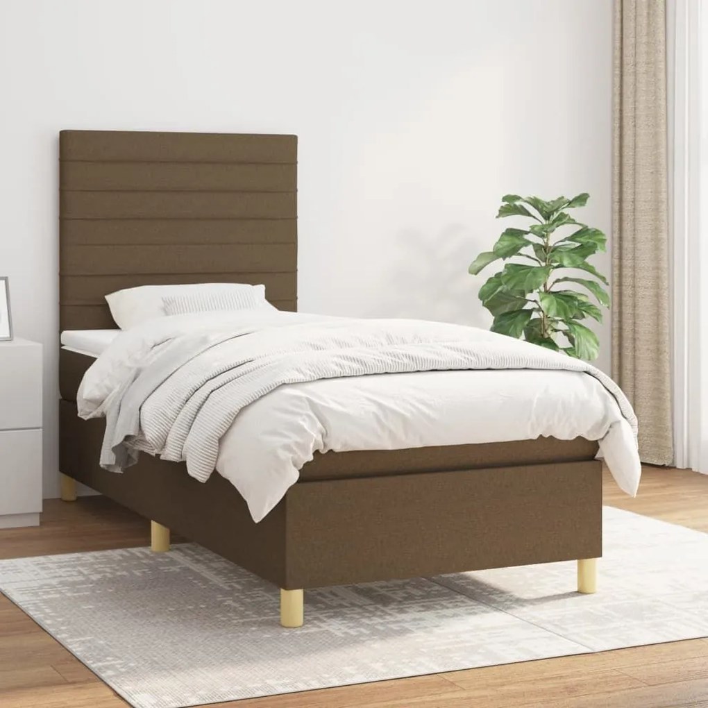 ΚΡΕΒΑΤΙ BOXSPRING ΜΕ ΣΤΡΩΜΑ ΣΚΟΥΡΟ ΚΑΦΕ 90X200 ΕΚ. ΥΦΑΣΜΑΤΙΝΟ 3142388