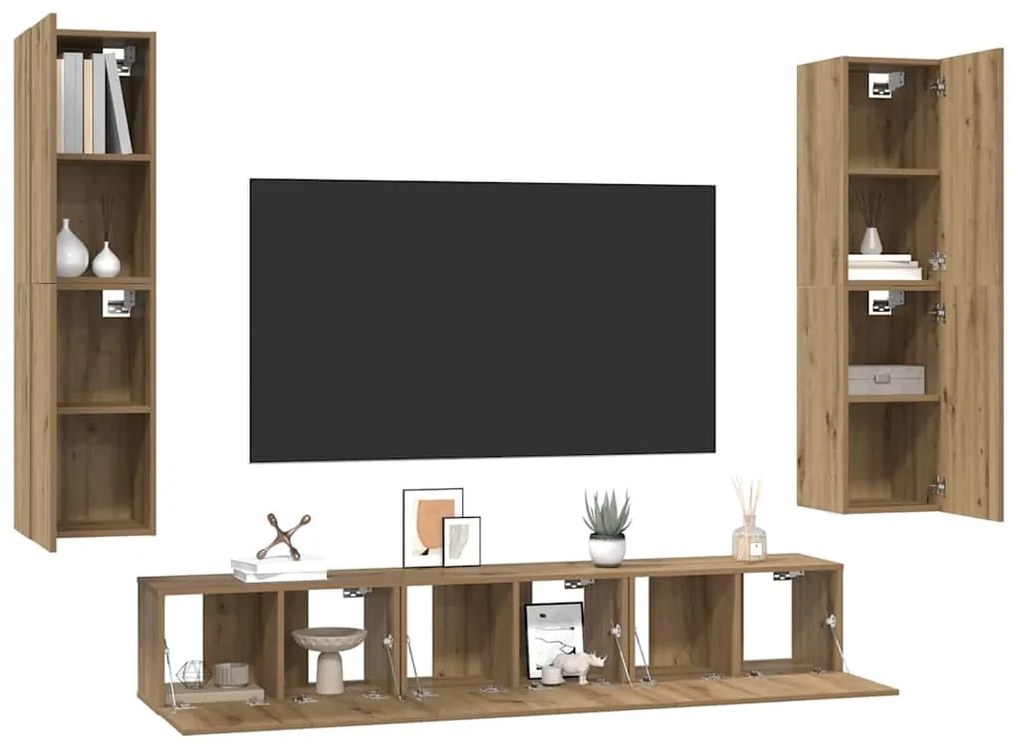 vidaXL Σετ επίπλου τηλεόρασης 7 pcs artisan δρυς 60 x 30 x 30 cm