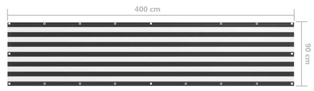 Διαχωριστικό Βεράντας Ανθρακί/Λευκό 90 x 400 εκ. Ύφασμα Oxford - Πολύχρωμο