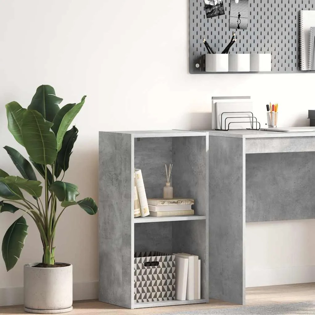 vidaXL Βιβλιοθήκη με 2 Ράφια Γκρι Σκυροδεμ. 40x30x76,5 εκ. Μοριοσανίδα