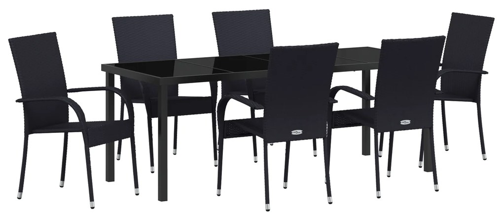vidaXL Σέτ φαγητού για κήπο 7 pcs Μαύρο Ράτα PE