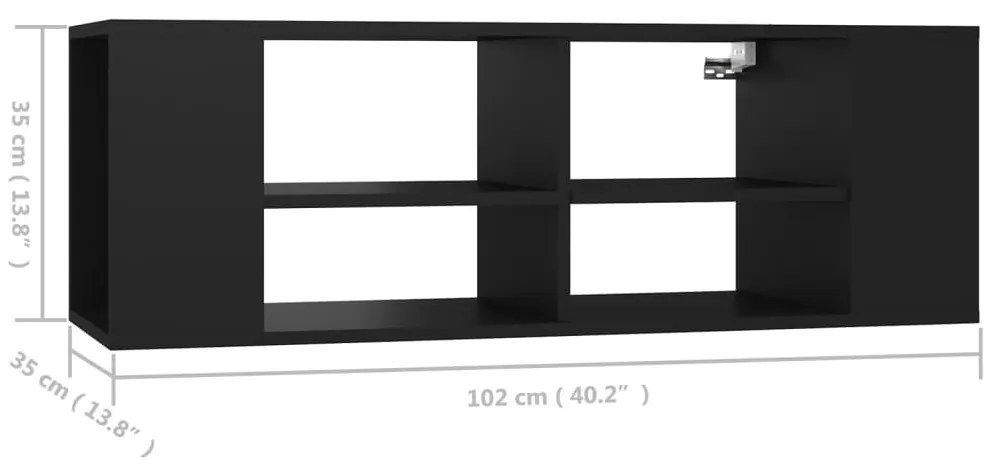 Έπιπλο Τηλεόρασης Κρεμαστό Μαύρο 102 x 35 x 35 εκ Μοριοσανίδα - Μαύρο