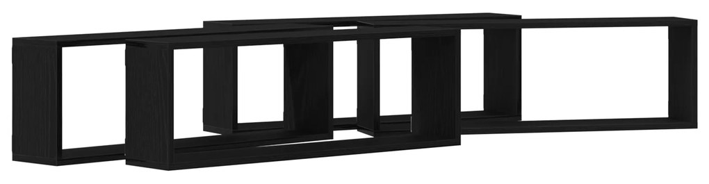 vidaXL Ράφια τοίχου 4 τεμ Μαύρο Δρύς 80x15x26 εκ. Επεξεργασμένο ξύλο