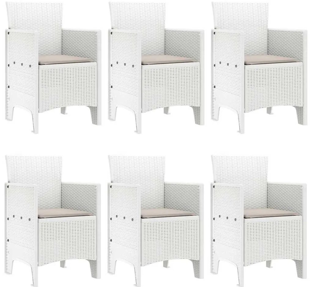 vidaXL Σέτ φαγητού για κήπο 7 pcs Λευκό Rattan Polt