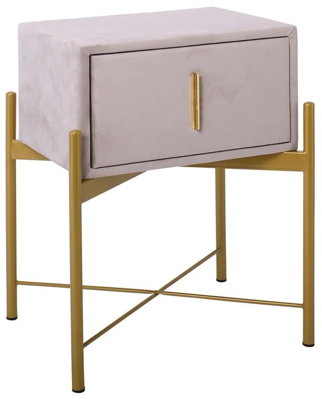 WOODWELL Ε8803,Κ1PASSION Κομοδίνο με 1 Συρτάρι, Ύφασμα Velure Απόχρωση Cappuccino 51x40x65cm Ε8803,Κ1