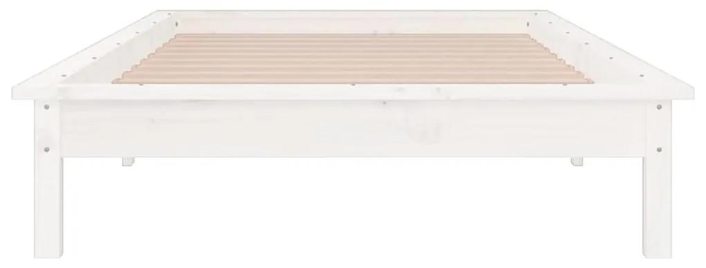 Πλαίσιο Κρεβατιού LED Λευκό 90 x 190 εκ. Μονό Μασίφ Ξύλο - Λευκό