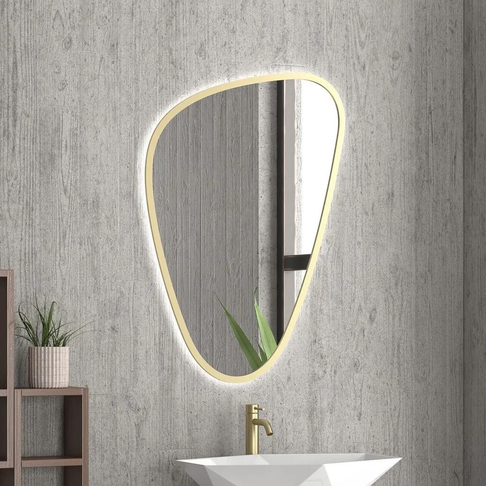Καθρέπτης Με Κρυφό Φωτισμό Ebir ELENA-G 68,3x2,4x95,6cm Gold Karag Γυαλί