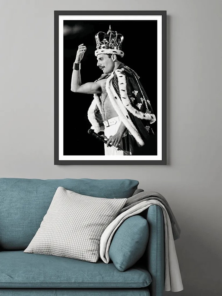 Πόστερ &amp;  Κάδρο Freddie Mercury MV064 30x40cm Μαύρο Ξύλινο Κάδρο (με πόστερ)