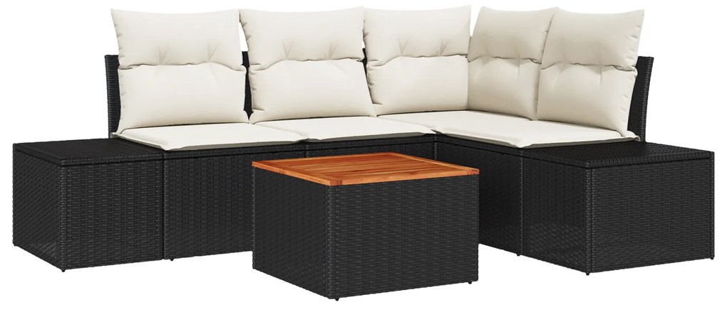 vidaXL Κήπου καναπέ σετ 5 pcs Μαύρος, λευκός 55 x 55 x 37 εκ