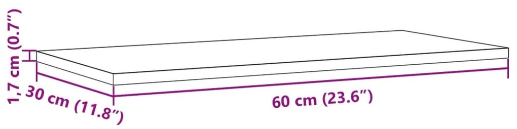 Επιφάνειες Τραπεζιού Ορθογώνιες 2 τεμ. 60x30x1,7 εκ Μασίφ Πεύκο - Καφέ