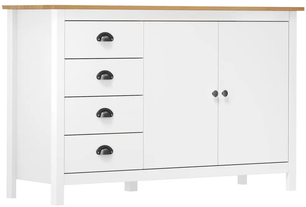 vidaXL Μπουφές Hill Λευκός 130x40x80 εκ. από Μασίφ Ξύλο Πεύκου