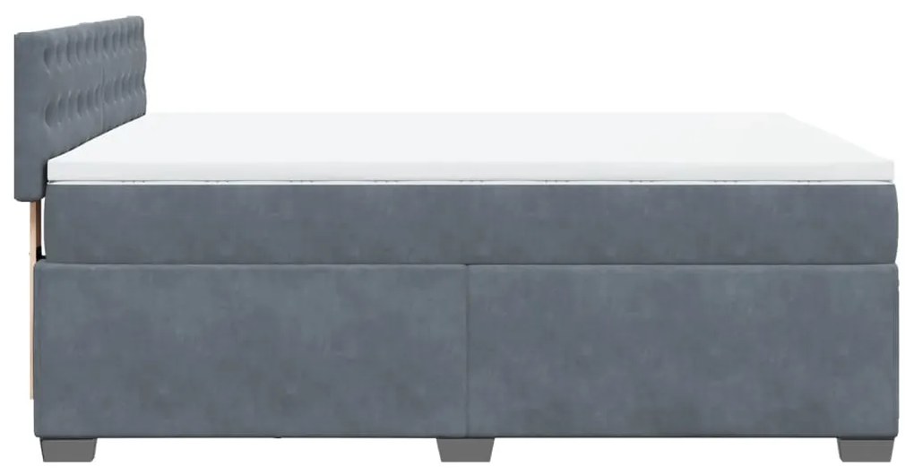 Κρεβάτι Boxspring με Στρώμα Σκούρο Γκρι 160x200 εκ. Βελούδινο - Γκρι