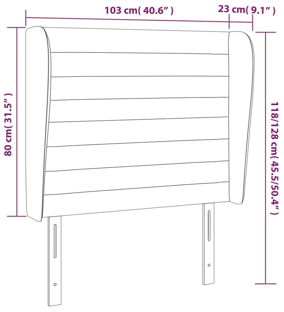 Κεφαλάρι με Πτερύγια Ροζ 103x23x118/128 εκ. Βελούδινο 3118143