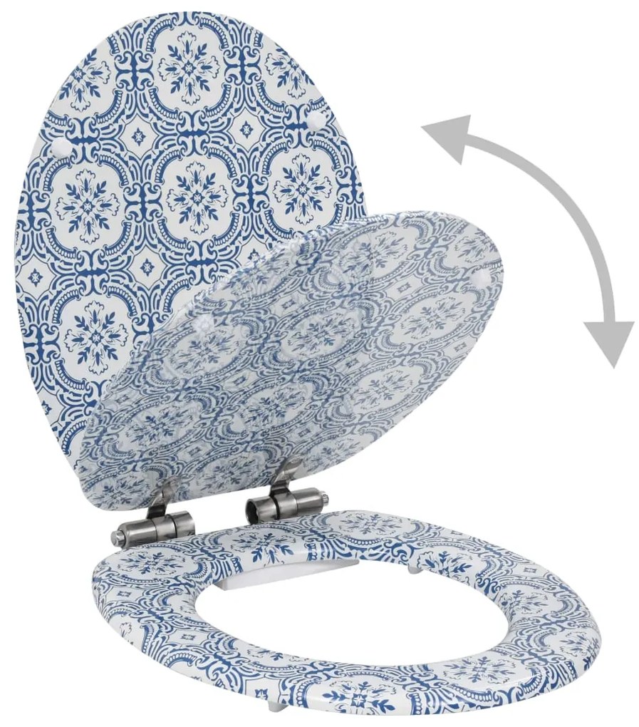 vidaXL Καλύμματα Λεκάνης με Soft Close 2 τεμ. Σχέδιο Πορσελάνη από MDF