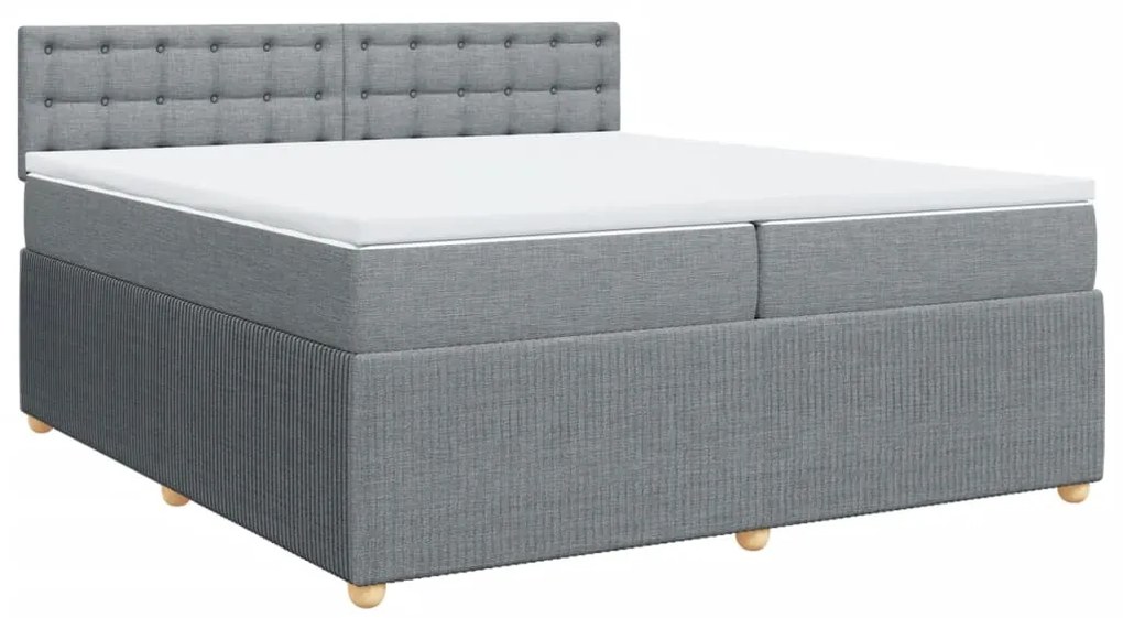 vidaXL Κρεβάτι Boxspring με Στρώμα Ανοιχτό Γκρι 200x200 εκ. Υφασμάτινο
