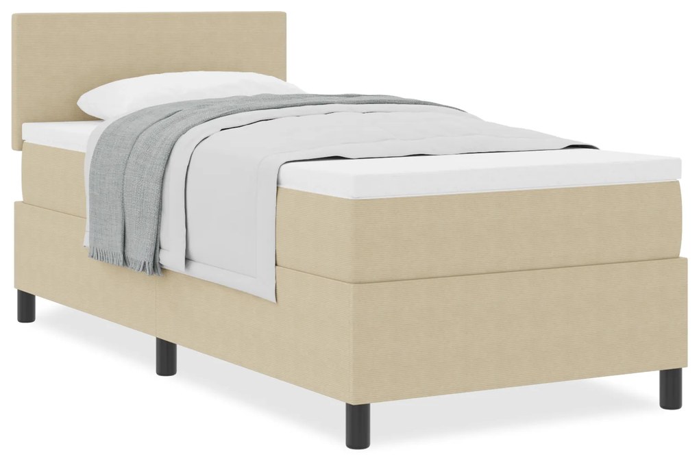 vidaXL Κρεβάτι Box Spring με Στρώμα Ανοιχτό Πράσινο Γκρι 90x200 εκ. Βελούδινο Ύφασμα